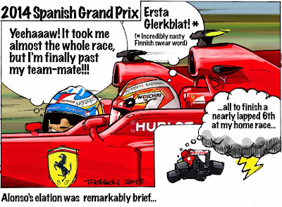 Удивительно краткий восторг Алонсо - комикс Bruce Thomson по Гран-при Испании 2014