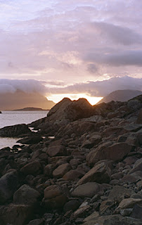Near Henningsvær, Lofoten Islands, Norway.  This is the "midnight sun", I took this photo after 11:30 PM in June.