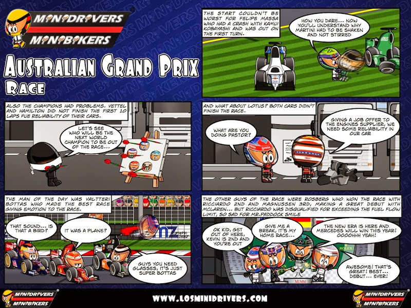 комикс MiniDrivers по гонке на Гран-при Австралии 2014