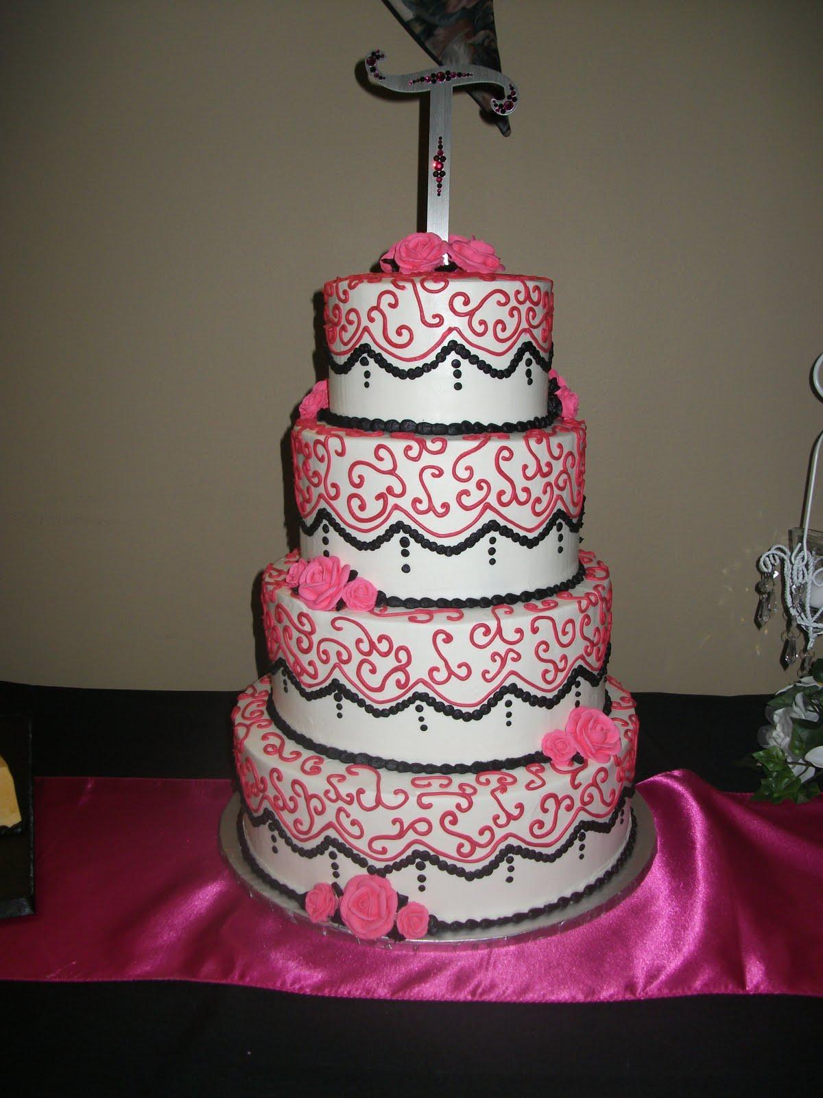 hot pink and black wedding