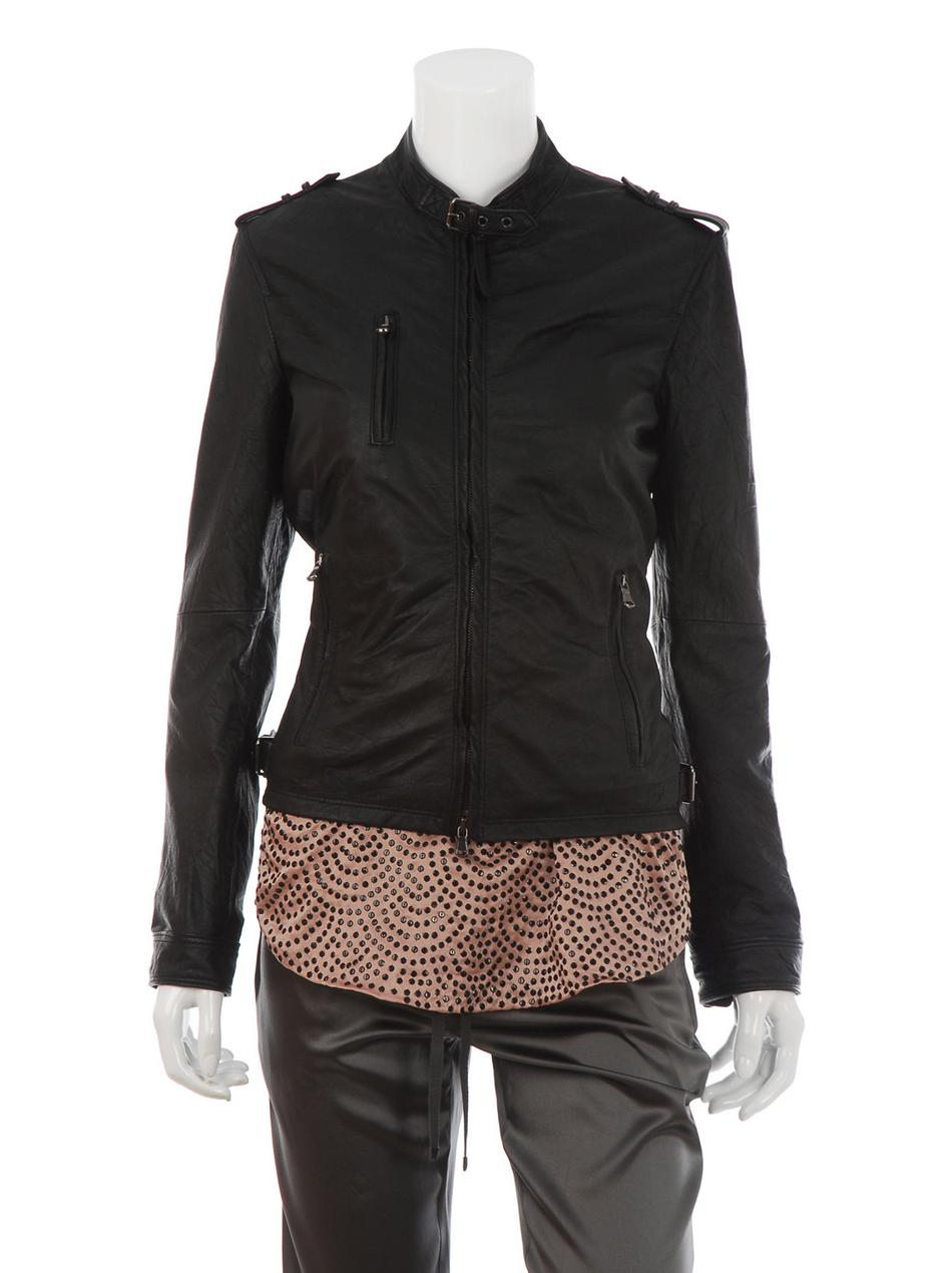 Black Jenna Leather Jacket by