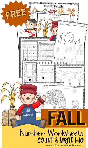 FREE Fall Number Worksheets 1-10 forToddler, Preschool, Prek, Kindergarten - lots of fun ways for kids to practice counting, writing numbers, what comes next, and more! FREE Fall Number Worksheets 1-10 forToddler, Preschool, Prek, Kindergarten - lots of fun ways for kids to practice counting, writing numbers, what comes next, and more!