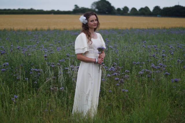 bride in a purple field