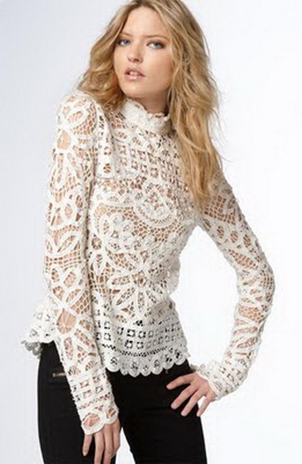  1 . wearing lace top white