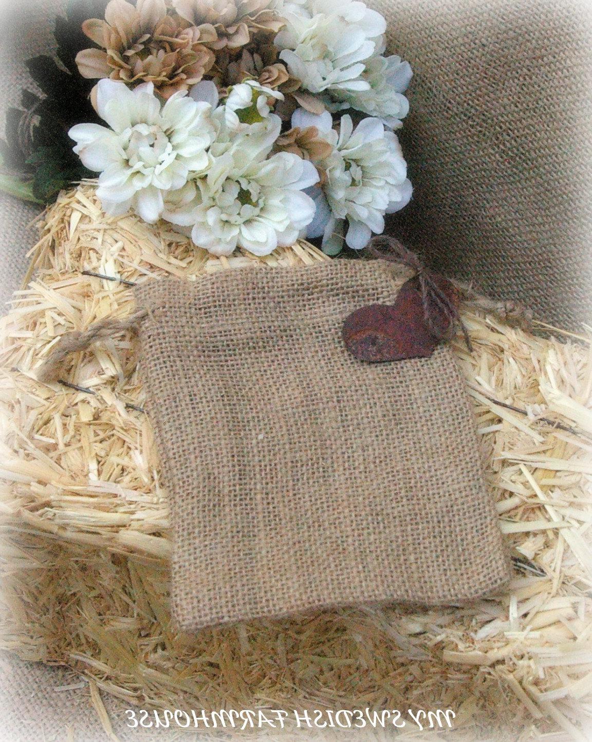 Burlap Bags with Rusty Heart