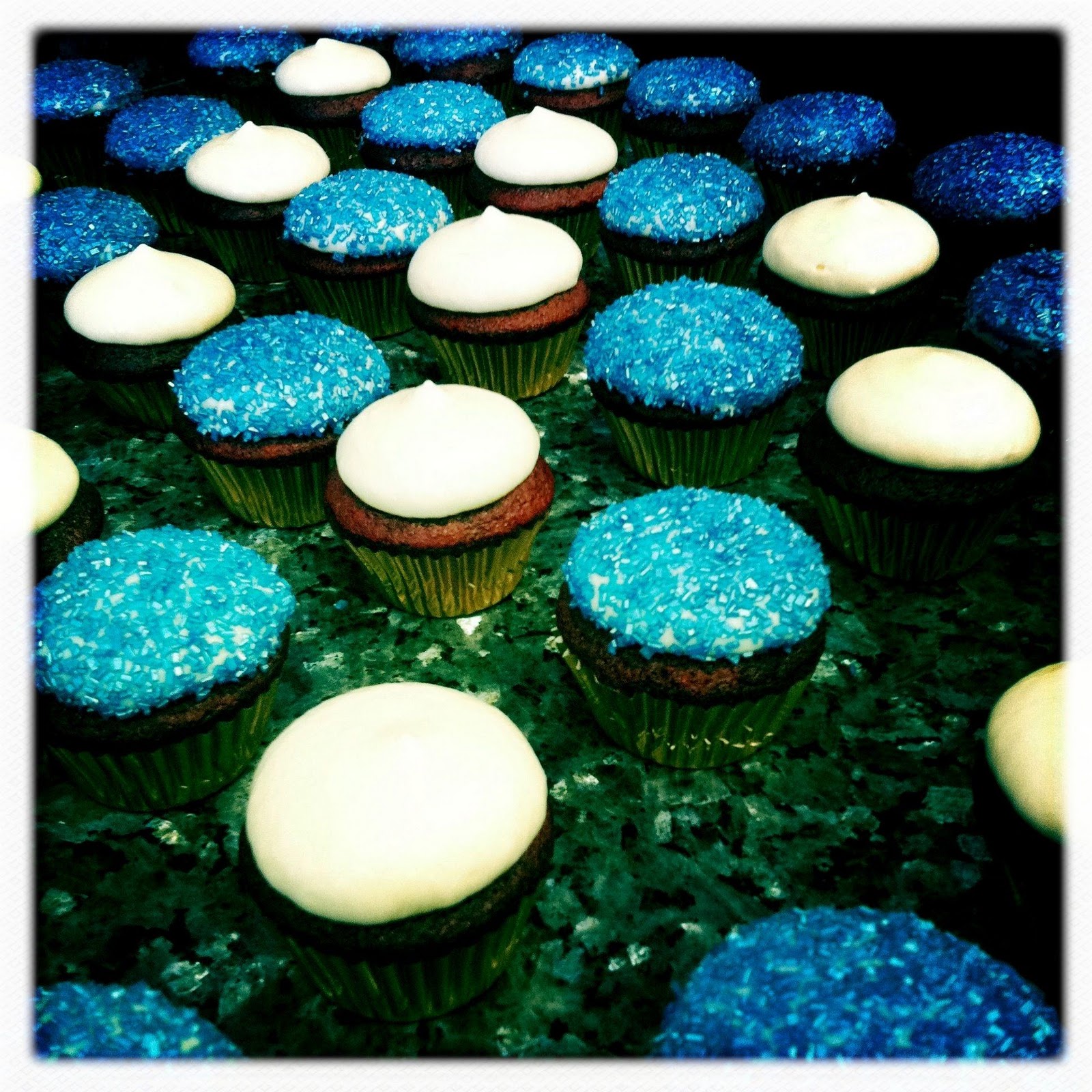 Blue Sugared Mini Cupcakes