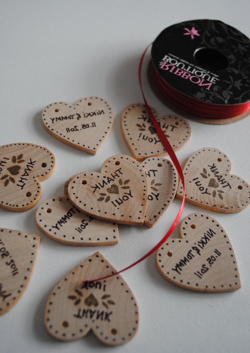 Wood Heart Coins on a Ribbon, for your Rustic Wedding, Winter Wedding,