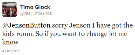 Тимо Глок отвечает Дженсону Баттону в твиттере на Гран-при Японии 2012