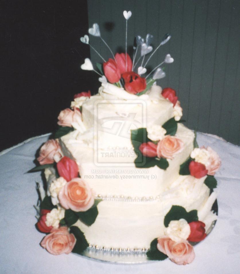 Wedding cake tulips roses by