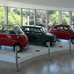mini cars at the atomium in Brussels, Belgium 