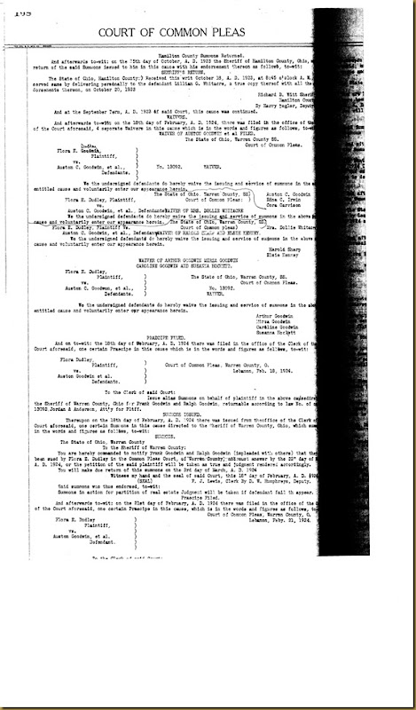 Flora E. Dudley file partitions law suit again Eda Irwin 1923 4