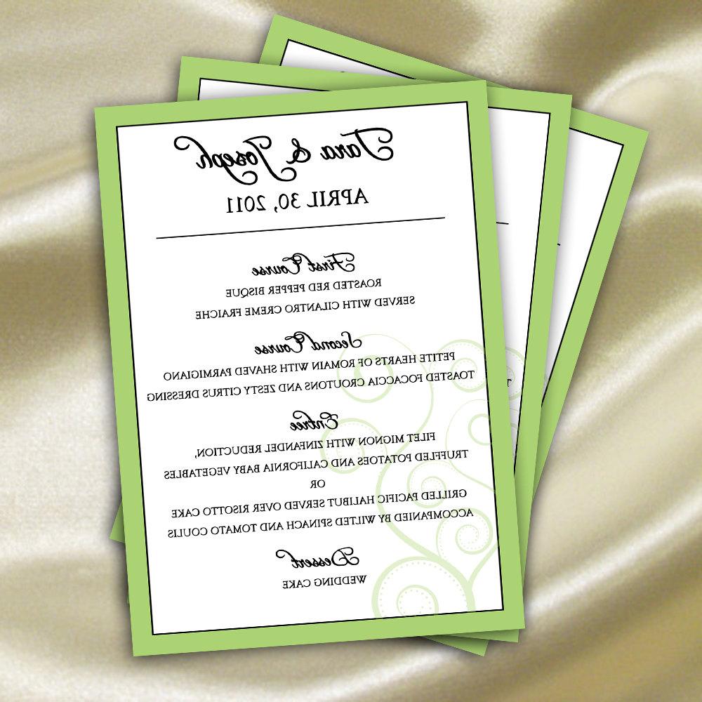 Green Wedding Menu Cards