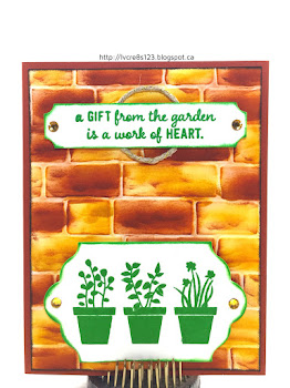 Linda Vich Creates: Gift From The Garden In Bold, Bright Colors. A boldly colored Brick Wall serves as a stunning backdrop to Cucumber Crush stamping using the Gift From The Garden stamp set from Stampin Up.