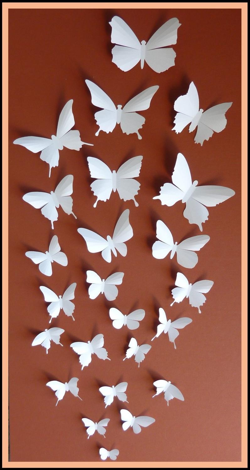 3D Wall Butterflies - 50 White