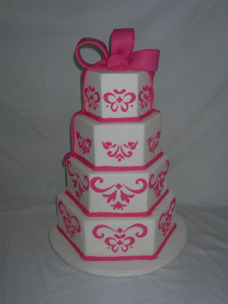 wedding cakes pink and navy