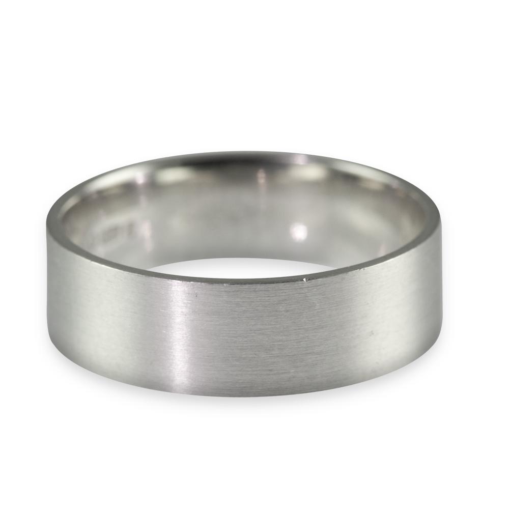 Platinum Plain Satin Wedding Ring 6mm