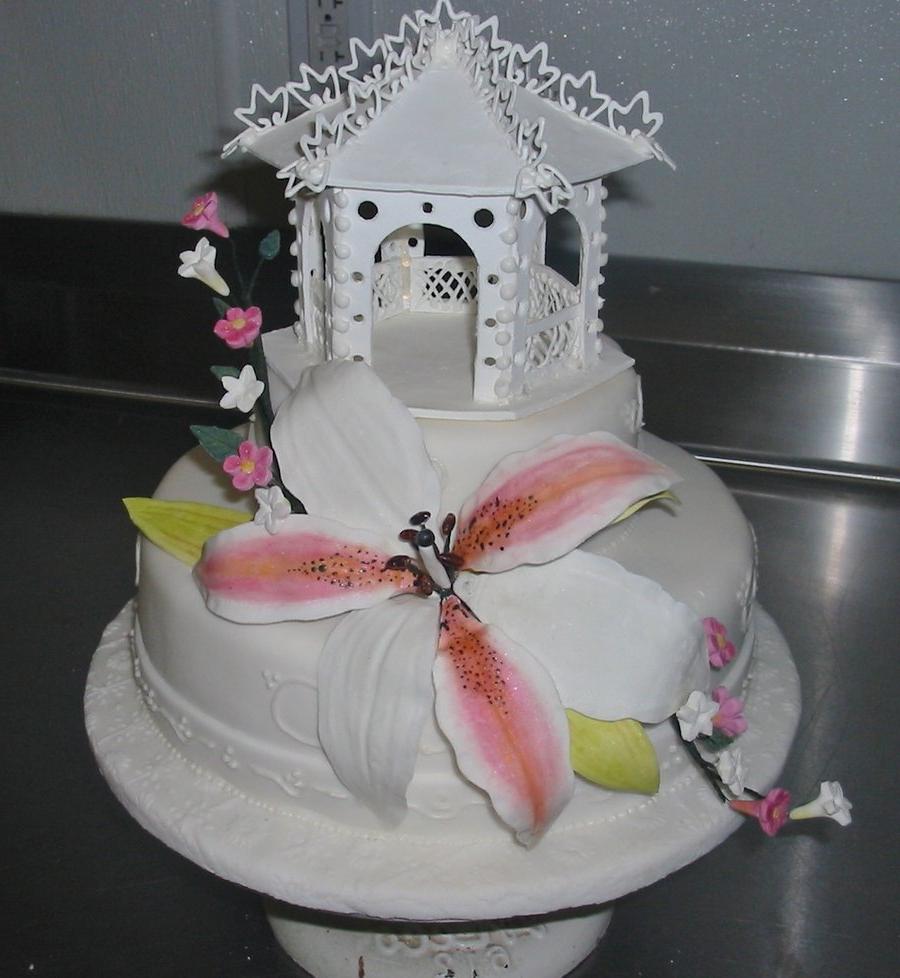 Lily and Gazebo Wedding Cake