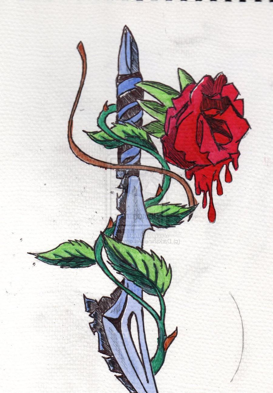 Rose   Dagger Tattoo Design by