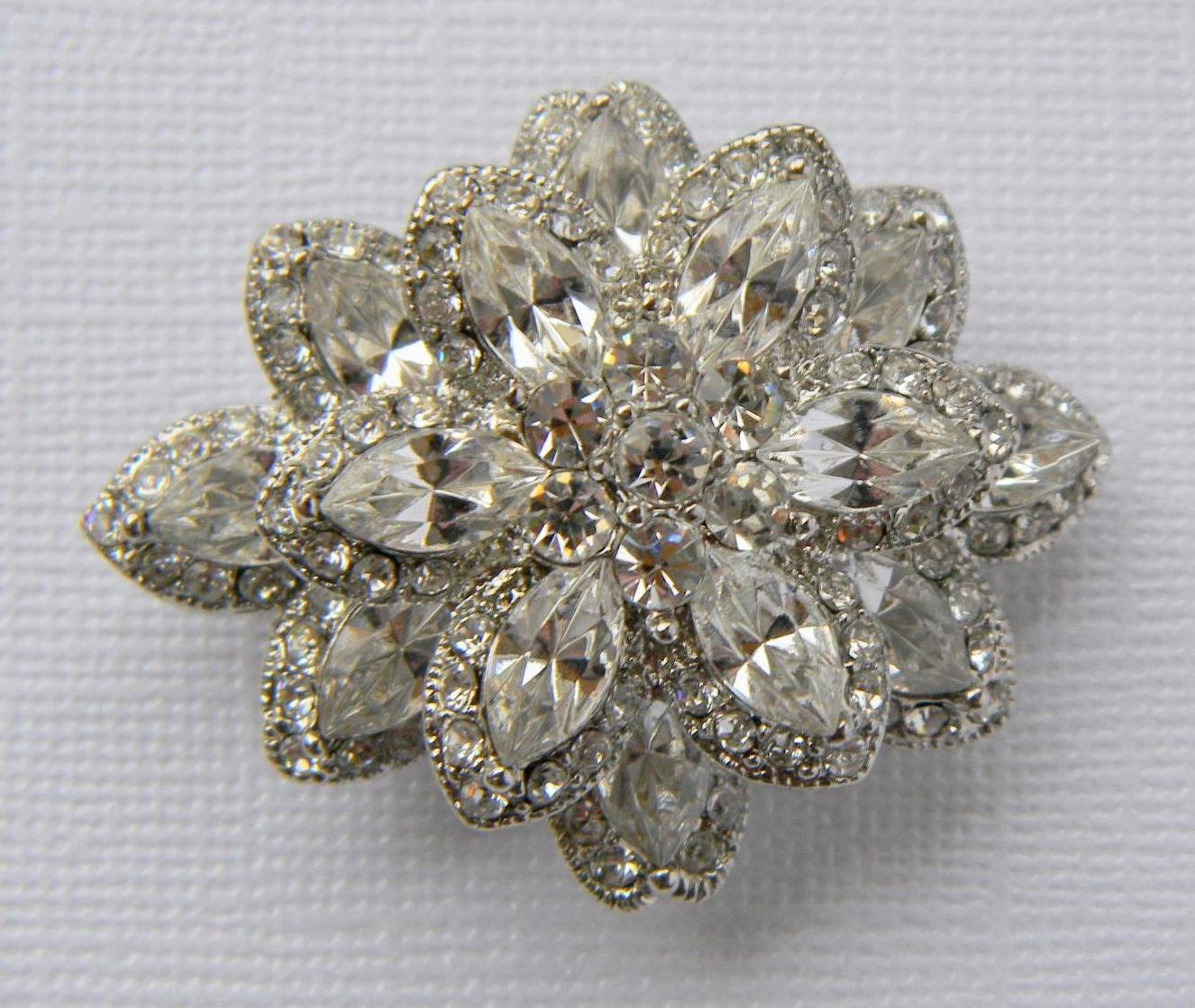 Rhinestone Bridal Hair Clip - Crystal Clear Rhinestone Bridal Headpiece