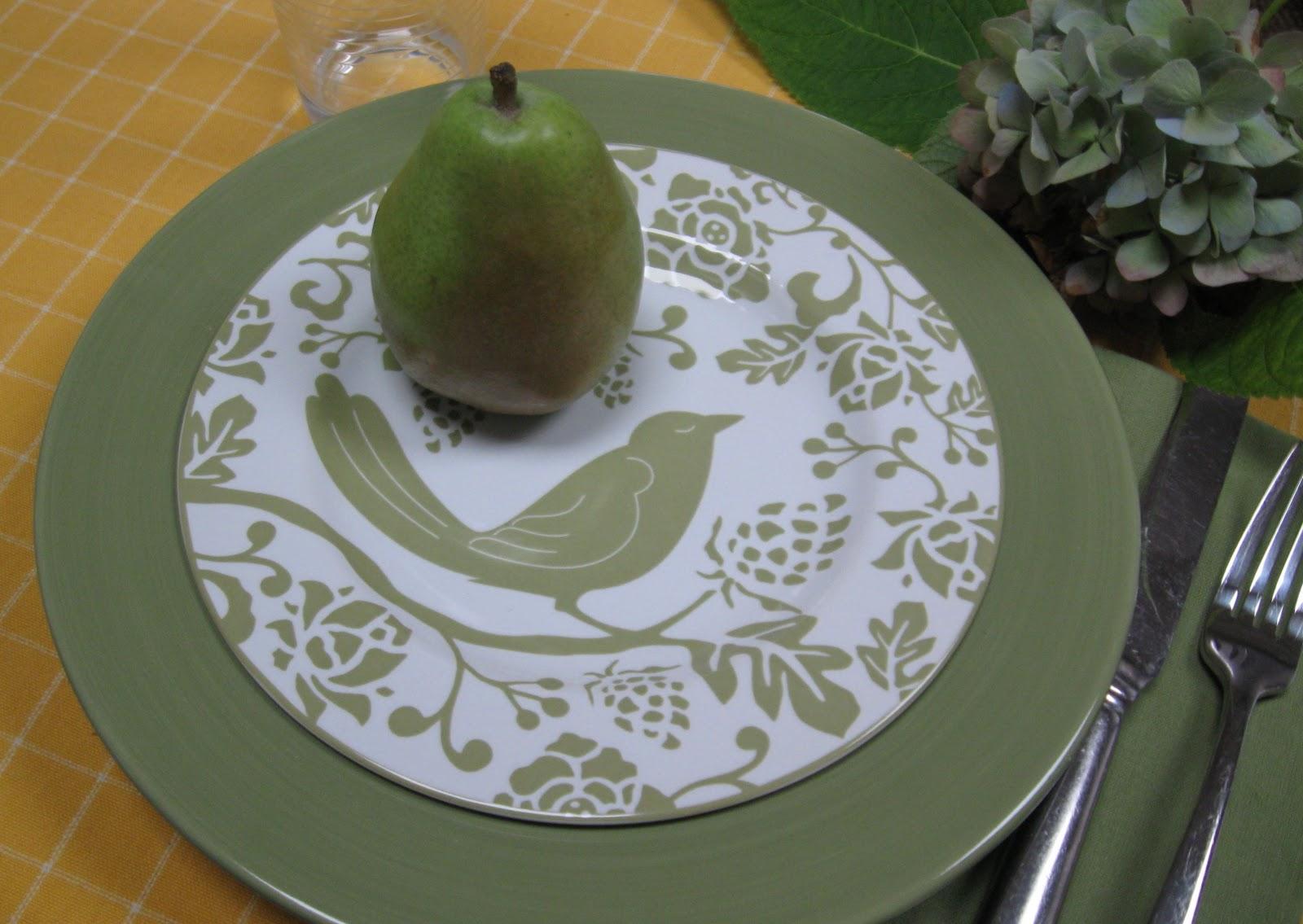 white and green wedding plates