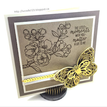 Linda Vich Creates: Watercolor Wings: A Study In Neutrals. A stunning combo of neutral card stocks combined with glitzy butterflies and stamped flowers from Indescribable Gift and you have a recipe for a successful card!