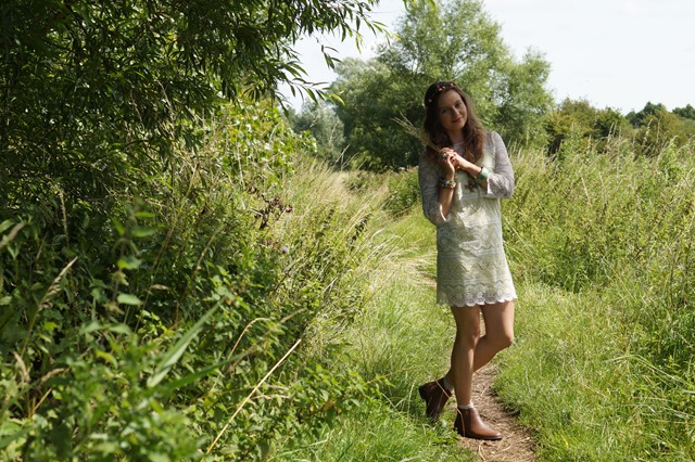 white lace boho dress