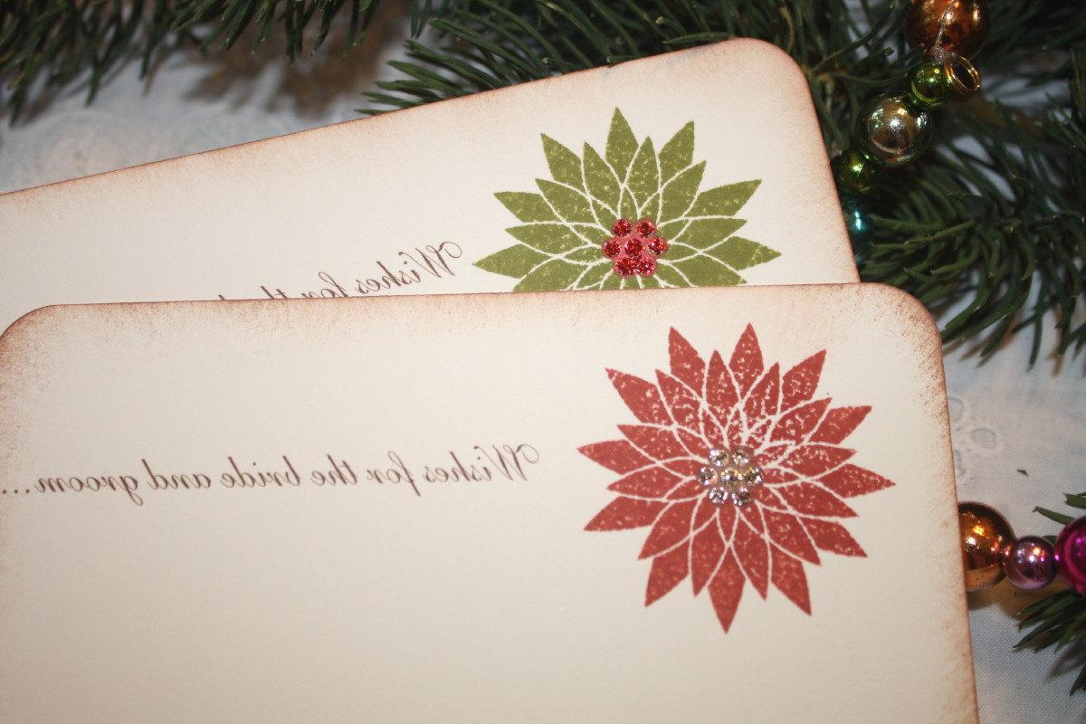 Wedding Wish Cards - Poinsettas - Christmas Theme - Wishes for Bride and