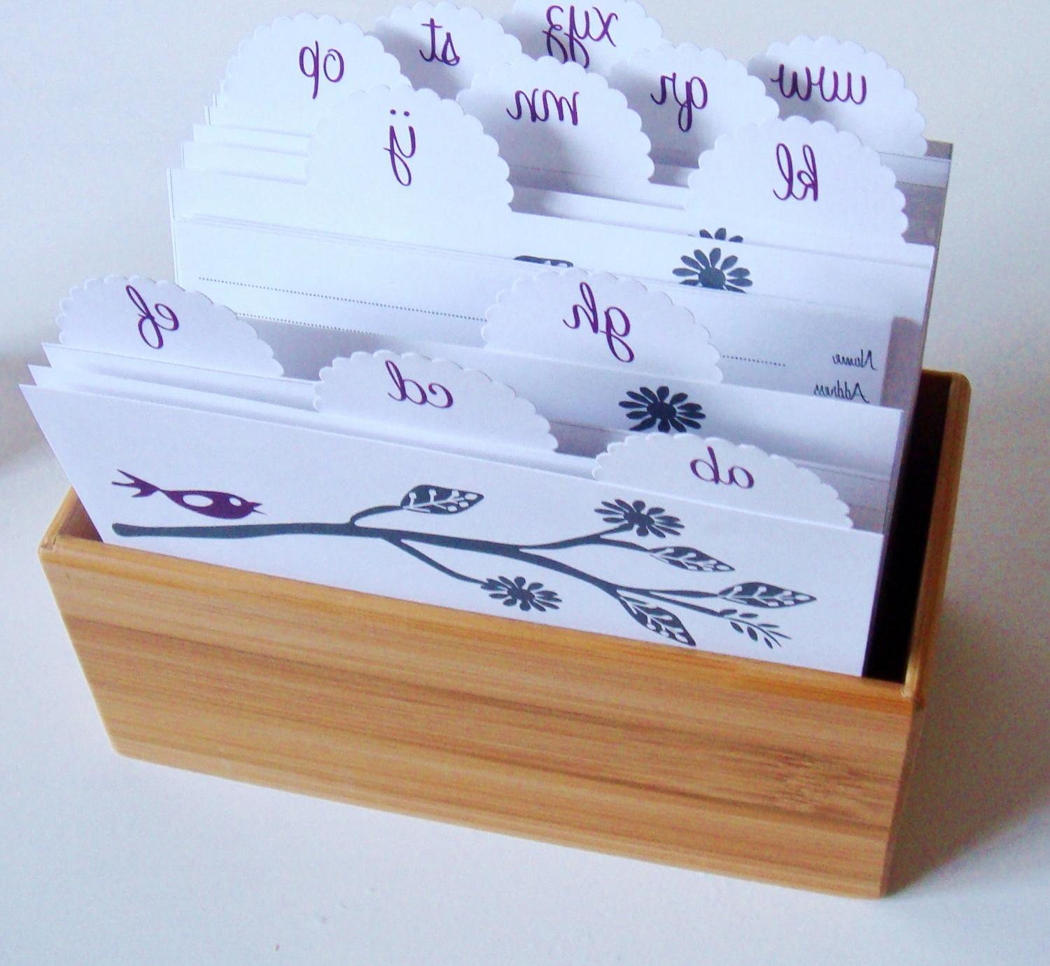 Wedding Guest Book Box Bird on a Branch Purple & Grey