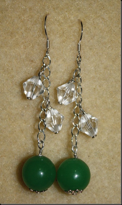 10 mm Adventurine  set in sterling silve with swaroski crystals