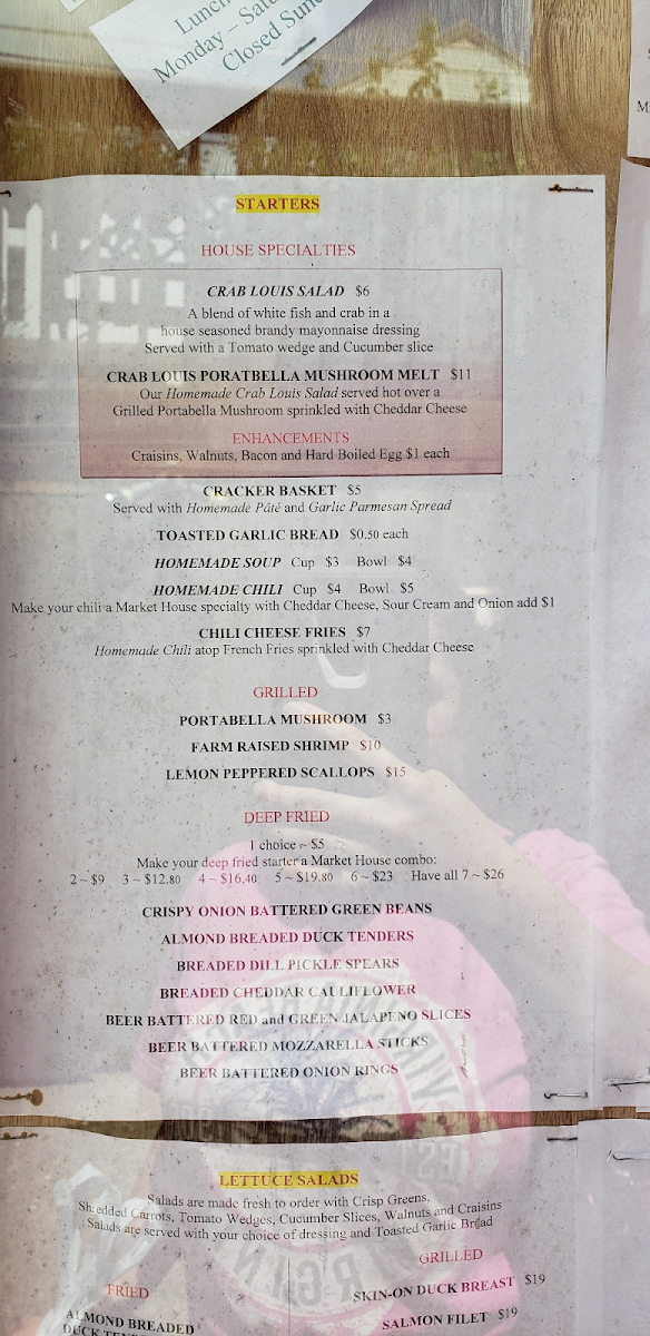 Market House Restaurant H.P. gluten-free menu