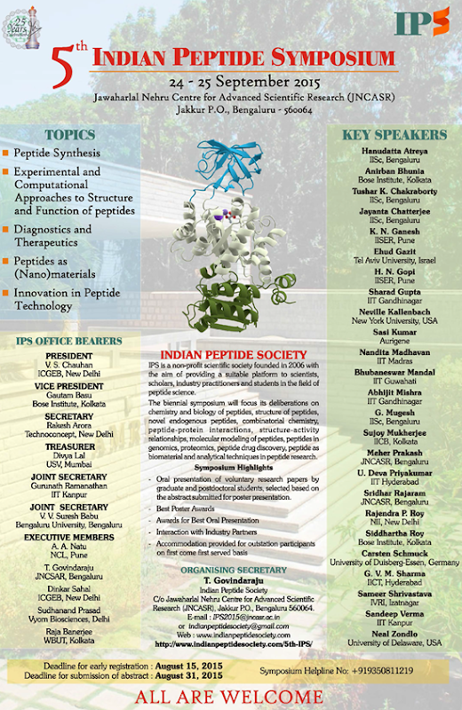 JNCASR 5th Indian Peptide Symposium | 24-25 September 2015