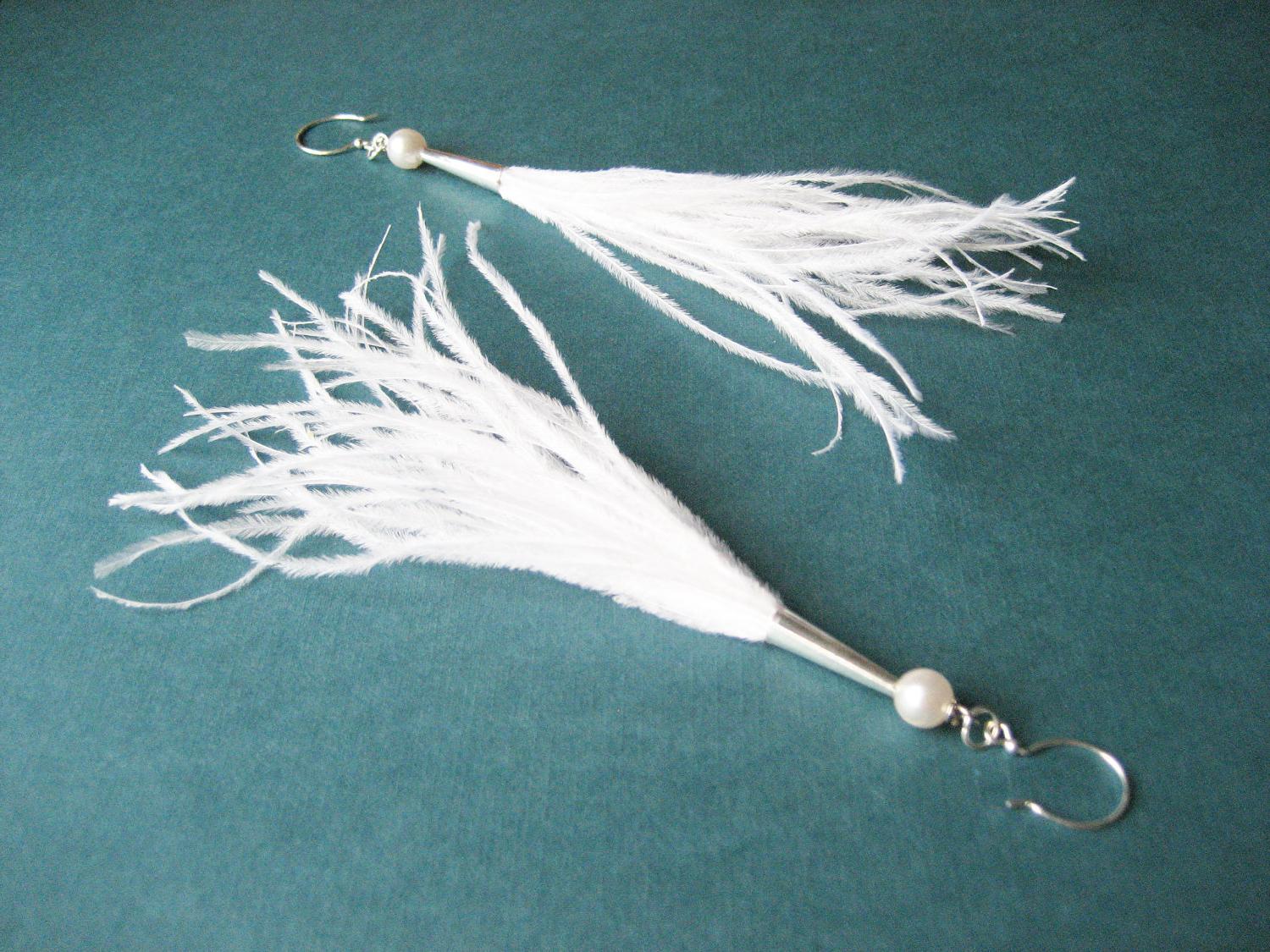 White Feather Earrings: