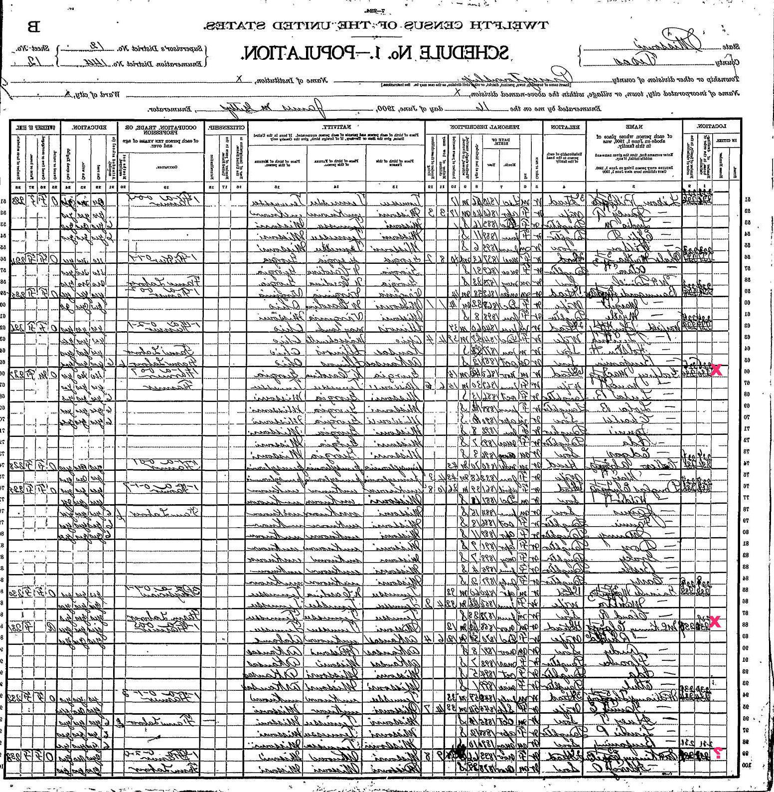 Notes for ALONZO LON MCKINNEY: 1900 MO Census Texas County Elonzo McKinney