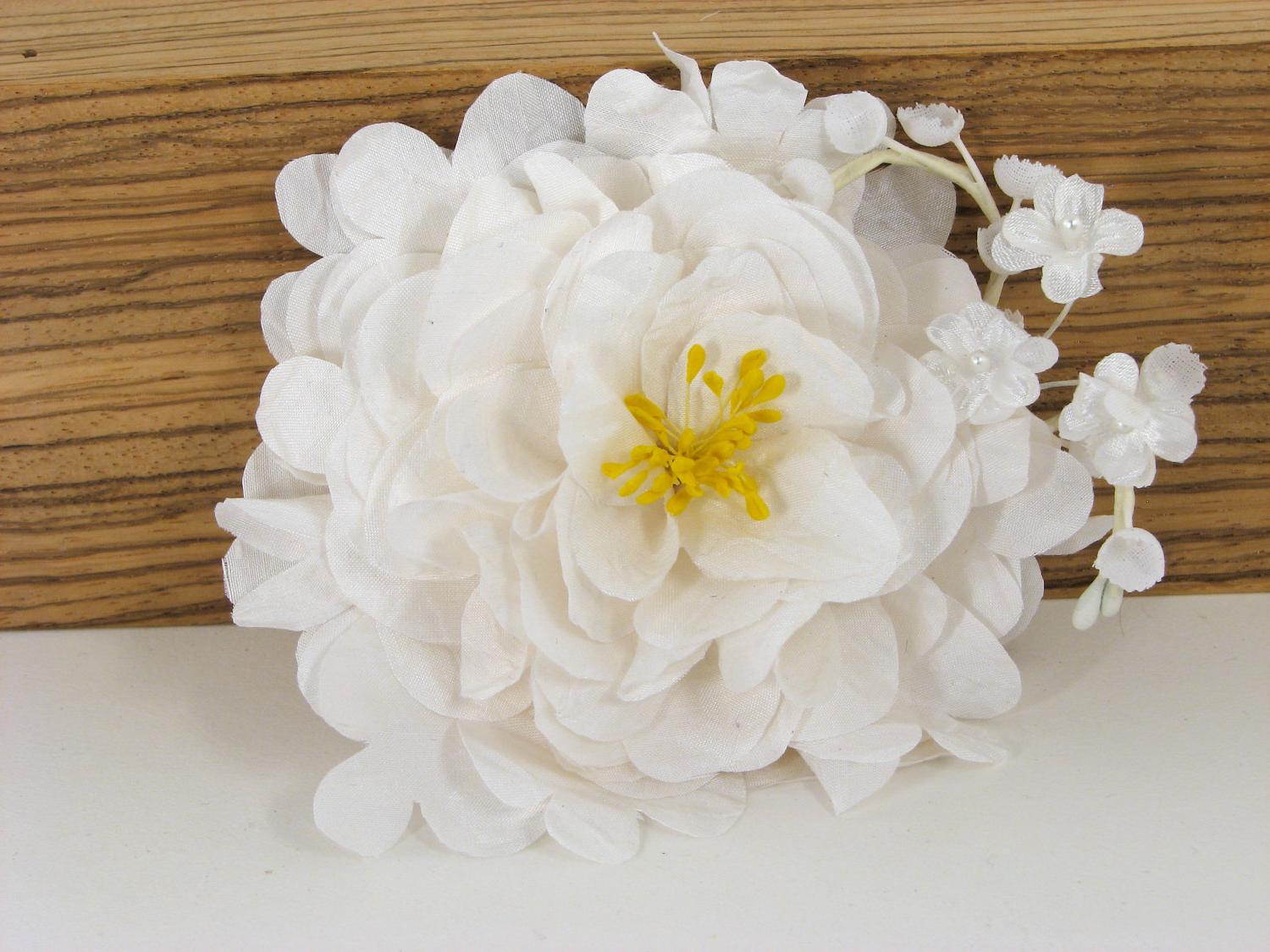 White Bridal Hair Flower - Garden Rose - No. 17. From lushsugar
