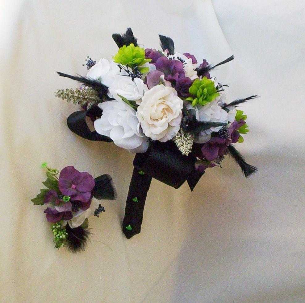 Silk Wedding Flowers Purple