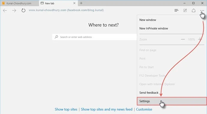 Windows 10 - Microsoft Edge - Settings - Import Bookmark (www.kunal-chowdhury.com)