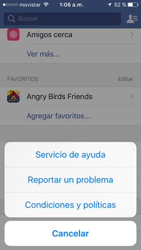 Servicio de ayuda de Facebook