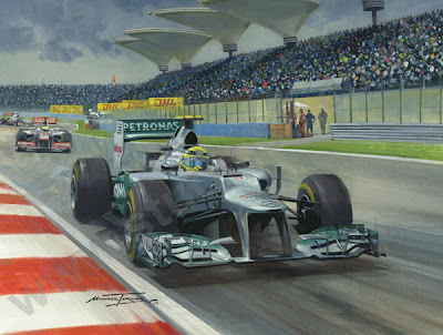 Нико Росберг за рулем Mercedes на Гран-при Китая 2012 - картина Michael Turner
