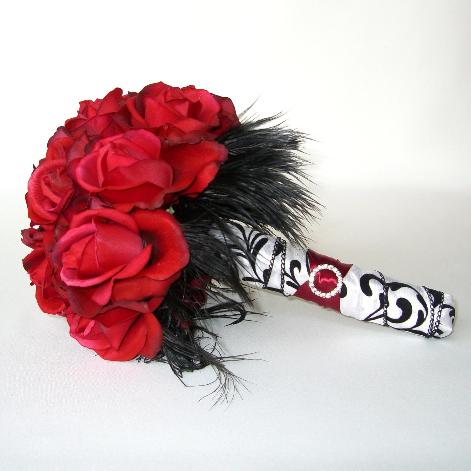 Red Rose Bridal Bouquet Black