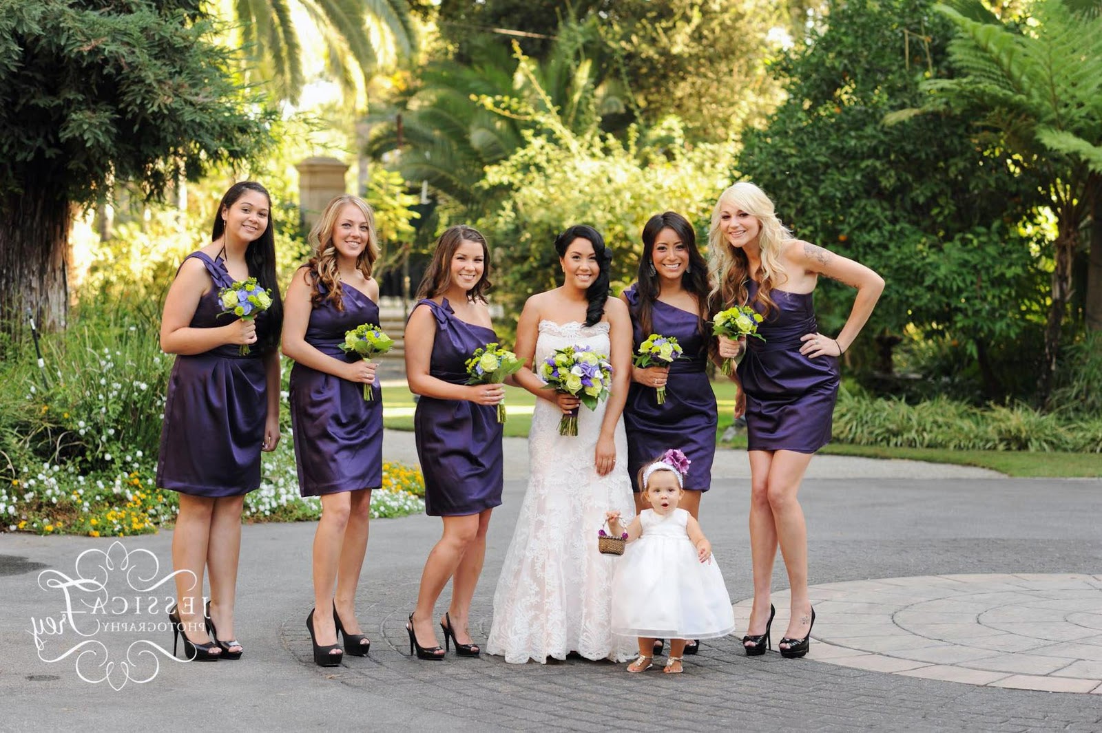 Short purple bridesmaid