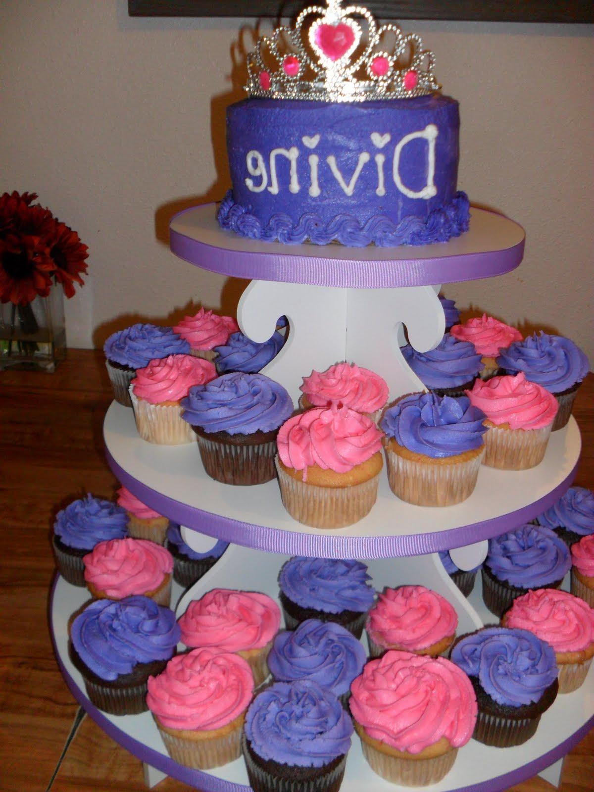 wedding cupcake tower purple