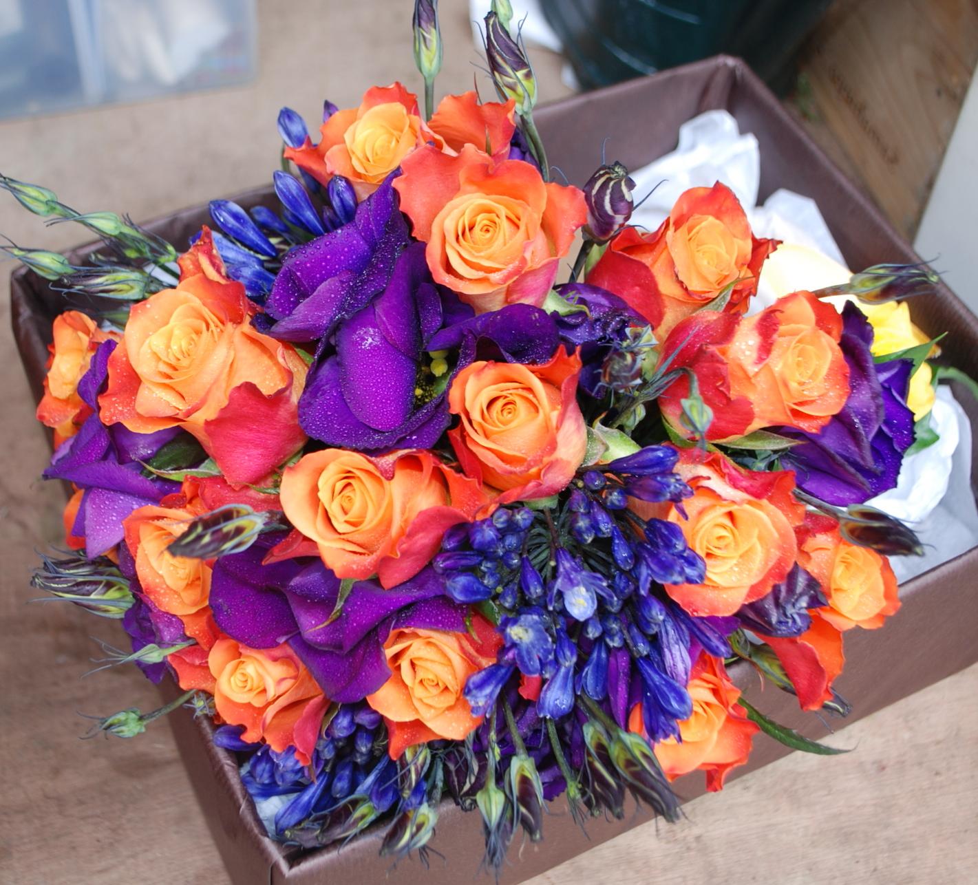 wedding flowers looking at