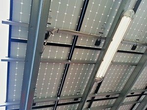 Closeup view of solar panel installation