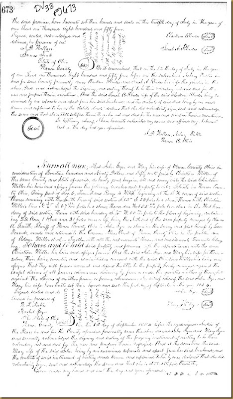 Clarkson Rhodes Sarah A. Rhodes of Warren Co, OH  James B Irwin 1854 1
