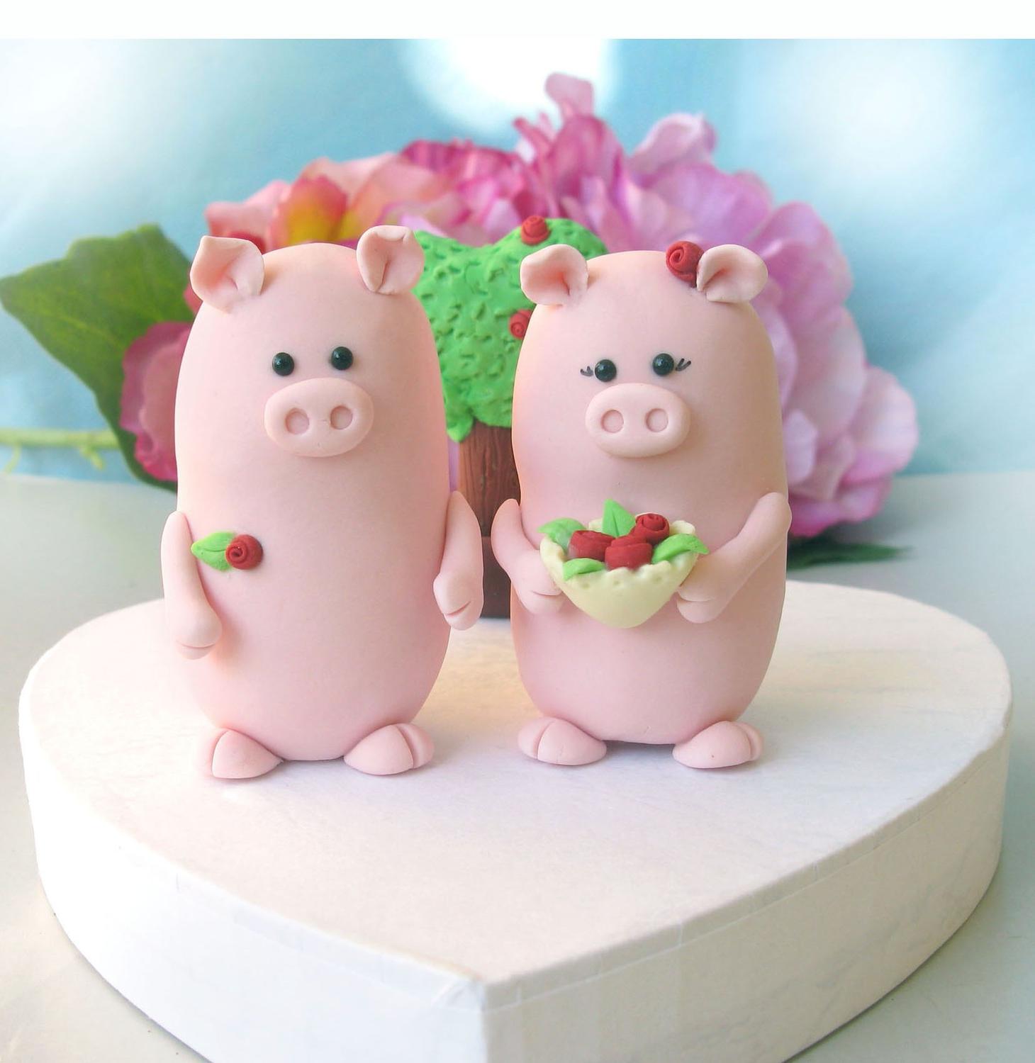 Pigs wedding cake topper