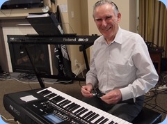 Roy Steen preparing to play his Korg Pa300. Photo courtesy of Dennis Lyons.