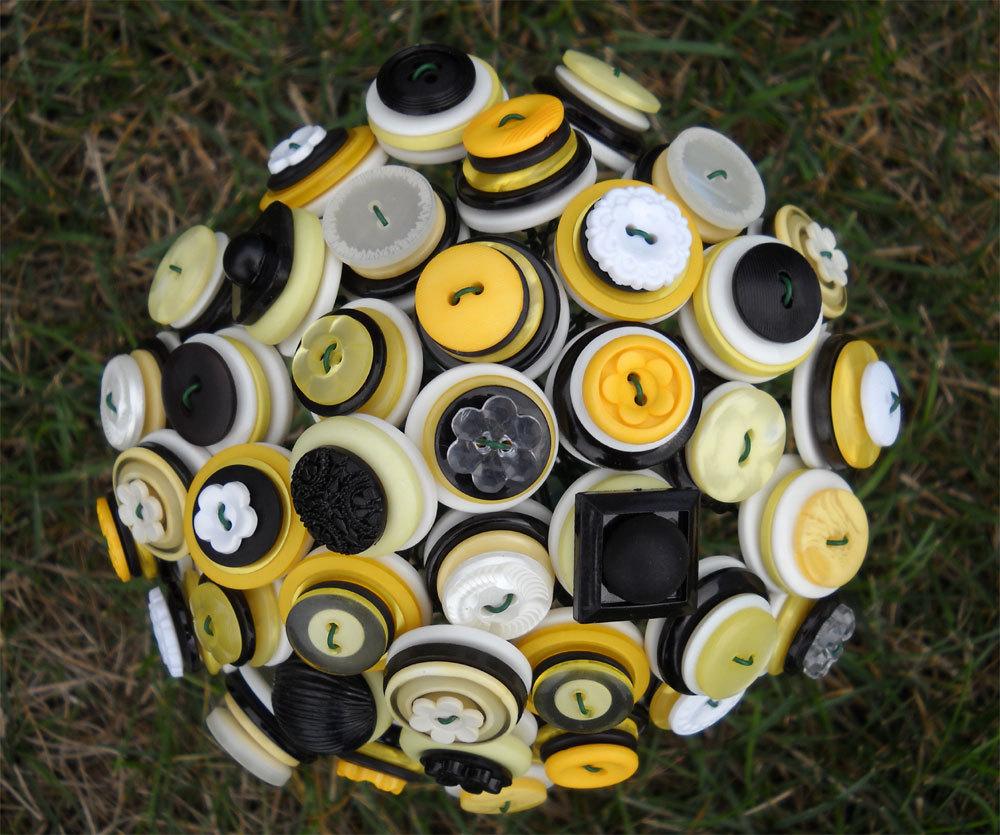 Yellow Black and White Button