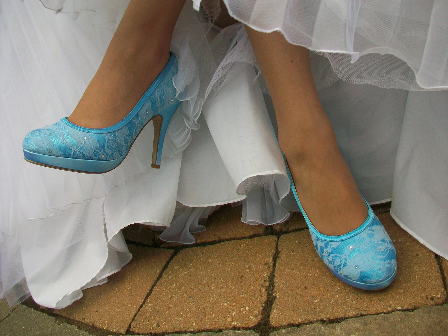 Wedding Blue Shoes Lace