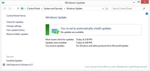 Windows Update - No Notification (www.kunal-chowdhury.com)