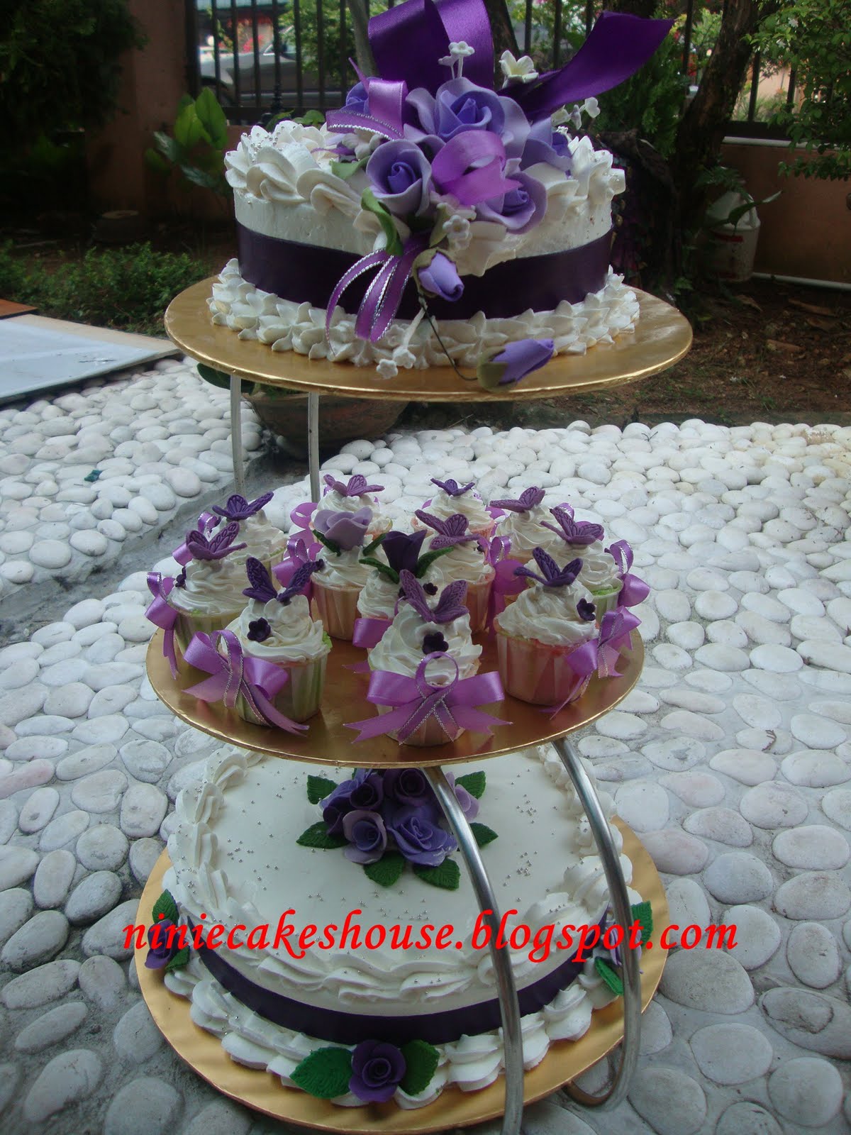 3 Tier Purple and White